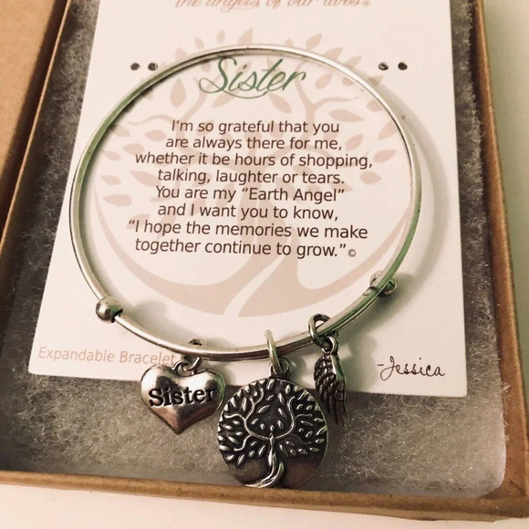 Earth  Angel Angels Of Our Lives Sister Expandable Bracelet With Charms - Picture 2 of 10